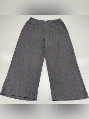 Kinesis Gray Ribbed Wide Leg Lounge Pants L Athleisure Travel Pockets